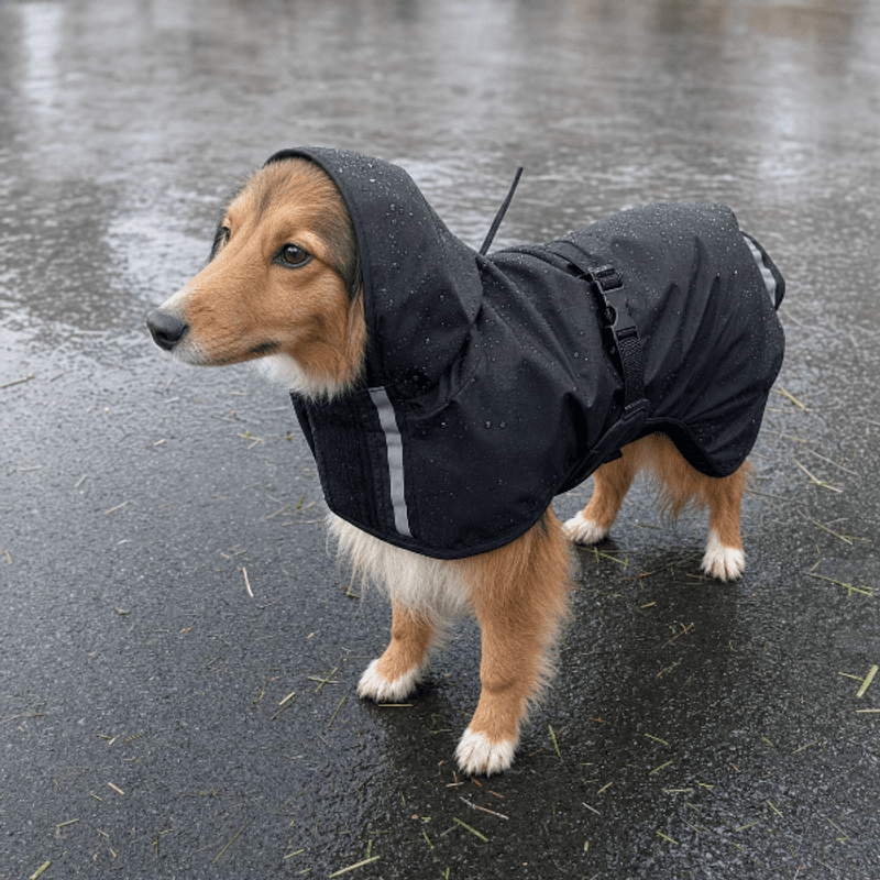 Cover black wind / rain coat for dogs